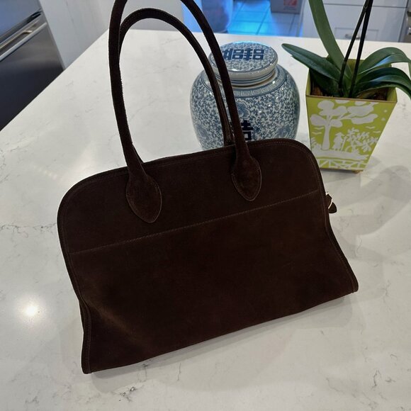 Suie Valentini Suede Leather Bag / Similar to The Row's Soft Margaux 15 bag - Picture 8 of 10